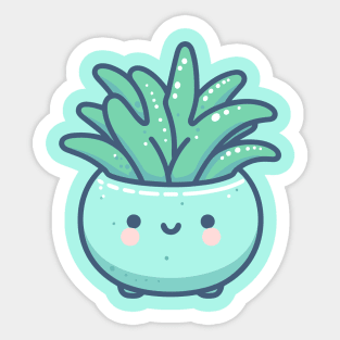 Cute Kawaii Cactus Succulent in a Pot | Kawaii Illustration | Kawaii Style Cute House Plant Sticker
